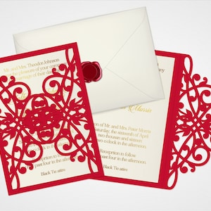 Lasercut wedding invitation SVG template, 5x7&quot; lasercut card, Announcement for Cricut, Silhouette Cameo, Invitation SVG for DIY card