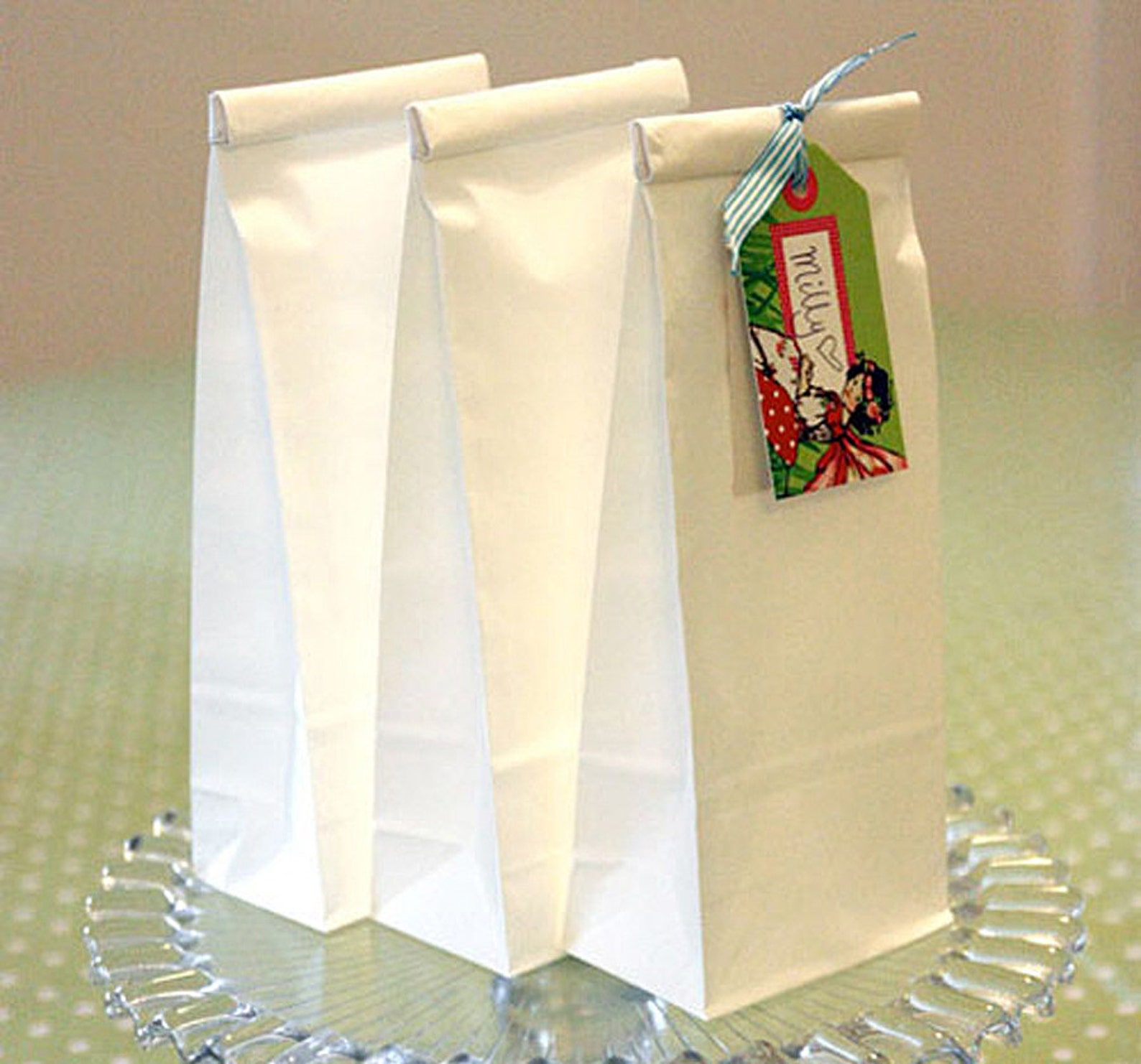 White Paper Bags Poly Lined Etsy