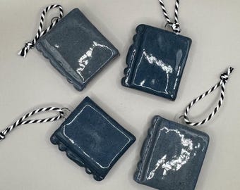 Handmade Stoneware Ceramic Book Ornament