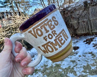 Handmade Stoneware Suffragette Mug - “Votes for Women”
