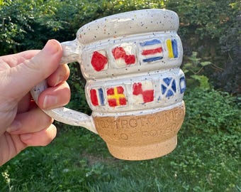 Handmade Stoneware Signal Flag Mug: F*ck Trump