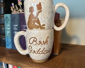 Handmade Stoneware “Book Goddess” Mug