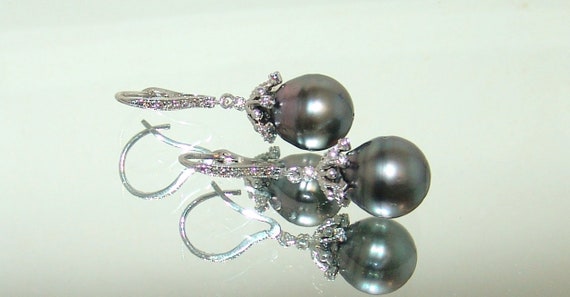 Sterling Silver Baroque Tahitian Pearl Earrings Cl