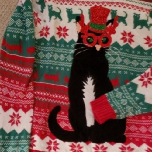 Light up UGLY CHRISTMAS SWEATER Christmas Cat also Etsy