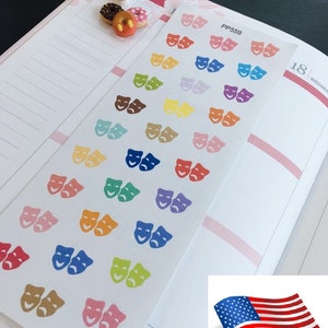 S-559 -- Theater Drama Movies, Drama, Face, Film: Planner Die-Cut Stickers||Perfect 4 Erin Condren, Limelife, Plum Paper,Filofax Planners