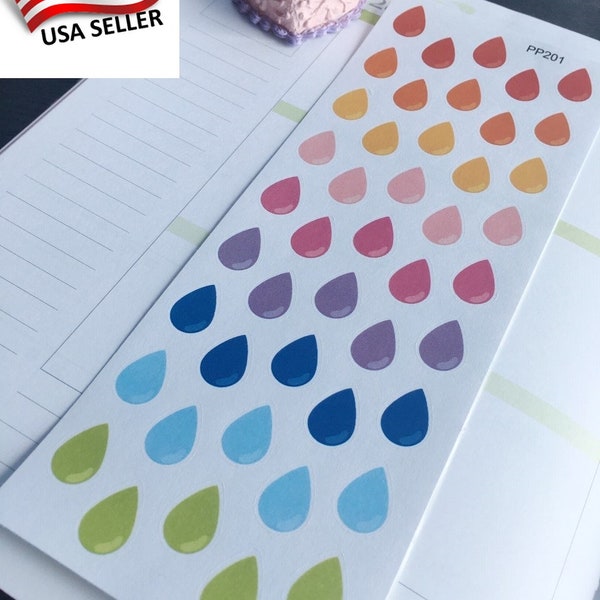 S201-Droplets,Water Drops, Raining,Pendant Drop,SweetLeaf Water Drops: Planner Stickers |Erin Condren,Limelife, Plum Paper, Filofax Planners