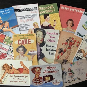 Ragazze Compleanno, Compleanno, Torta di compleanno, Festa Biglietti di auguri Die Cuts Card Stock / Sticker Paper 4 Scrapbooking, BB08 -- Lotto di 13 VINTAGE