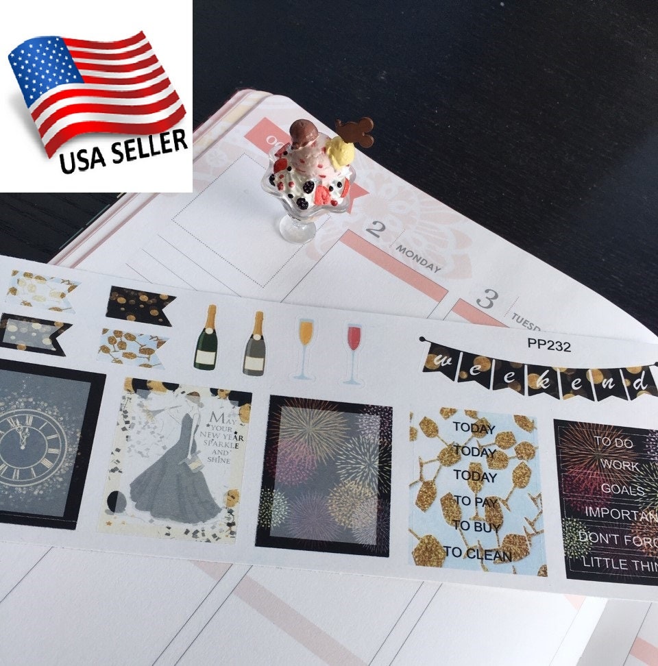 New Year (EVE) Decoration Boxes/ Functional Boxes: Planner Stickers || Erin Condren,Limelife,Plum Paper, Filofax, S232/S233/S234