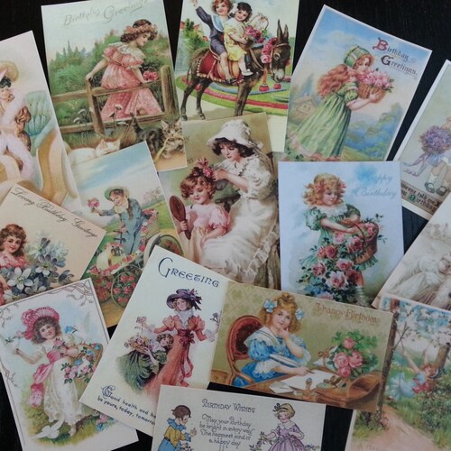 VINTAGE Victorian Girl Greeting Card Die Cuts for Card Making Etsy