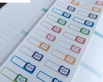 Pegatinas para recordatorios de exámenes: Erin Condren, Limelife, Plum Paper