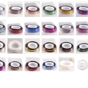 1mm Nail deco rolled tape/ Striping Tape Line DIY Nail Art Tips Decoration Sticker/ Thread line (Buyer Choice Patterns)--- 2 pcs-50pcs