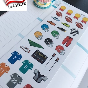 Football, Sport, Football Helmet, Football Team, Football Shoe: Planner Stickers ||Erin Condren,Limelife,Plum Paper, S090/88/241/315/375/438