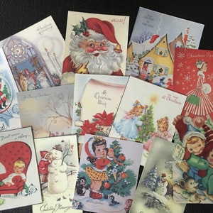 CHRISTMAS,Christmas Gift, Christmas Trees, Santa Claus Greeting Card Die Cuts for Card Making: BB49 -- Lot of 13 Vintage