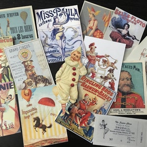 NB35Z -- Lot of 14 Adorable Vintage CIRCUS GREETING CARD Die Cuts for Card Making