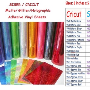 Siser/Cricut Adhesive vinyl sheet,3x5 inches,Holographic,Matte,glitter Permanent Adhesive Vinyl Sheets,Cricut Silhouette Cameo Craft Cutters