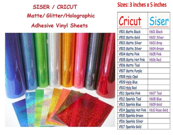 Siser/cricut Adhesive Vinyl Sheet,3x5 Inches,holographic,matte,glitter  Permanent Adhesive Vinyl Sheets,cricut Silhouette Cameo Craft Cutters 
