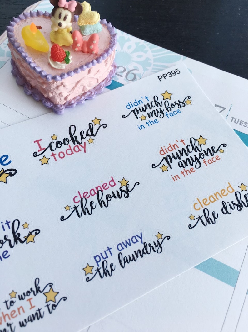 S-395 Not Punch my Boss Plum Paper Paid My Bills,Did Not Stay Up Too Late:Planner Stickers || Erin Condren I Cooked Today Limelife