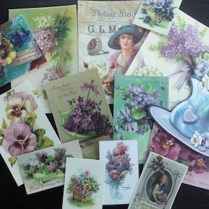 images vintage de pensées violettes et lilas, Arts floraux, Sweet Violet, fleur peinture cartes de voeux Die Cuts Scrapbooking - B15A/15B/15C
