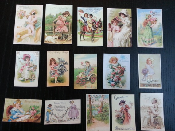 VINTAGE Victorian Girl Greeting Card Die Cuts for Card Making BB41