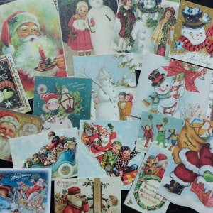 Adorável Natal vintage, presente de Natal, árvores de Natal, cartão de felicitações de Papai Noel cortados para fazer cartões - BB36 - lote de 17