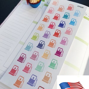Gas Pump Planner Stickers: Car Fueling Reminder, Erin Condren, Matte