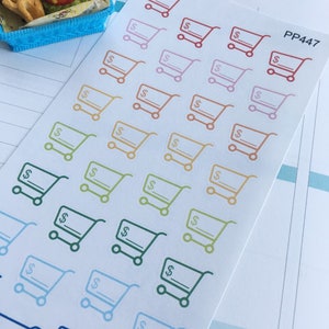 Delikatesy, Supermarket, Koszyk sklepowy, Zakupy, Zakupy spożywcze: Naklejki wycinane do planera||Perfect 4 Erin Condren, Limelife,Plum Paper --S447