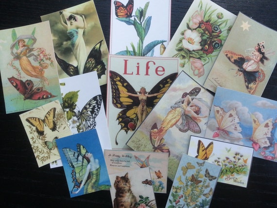 Vintage Butterfly, Life, Nature Greeting Card for Card Making BB29 -- Lot of 15