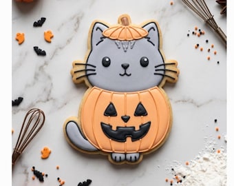Halloween Cat In Pumpkin Cookie Cutter STL - 3D Printable STL Files - 7 Sizes (Digital Download)
