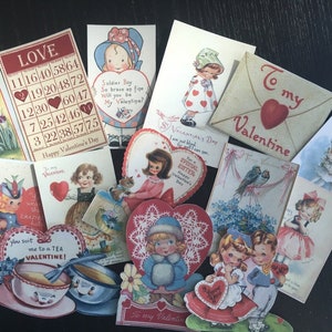 Vintage afbeeldingen van Valentijnsdag, Pink Valentine's Day, Weekend, Valentine Die Cuts voor Scrapbooking -- BB76/77/78