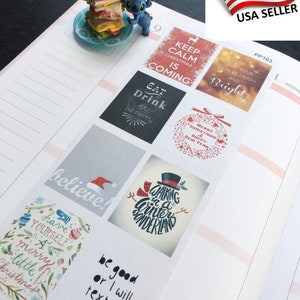 S-163 -- Set of 8pcs Winter Inspiration Quote  Life Planner Stickers || Perfect 4 Erin Condren, Limelife, Plum Paper, Filofax Planners