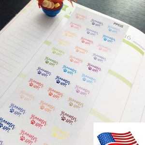 S-535 -- Conjunto de Groomer Cita Recordatorio Planificador de vida Die-Cut Pegatinas // Perfecto 4 Erin Condren, Limelife, Plum Paper,Filofax Planners