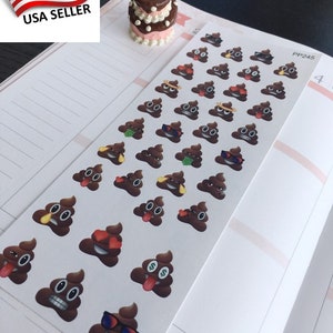 Poop Sh*t, Poop, Funny Poop, Cute Poop, Kawaii Poop Planner Stickers || Erin Condren, Limelife, Plum Paper, Filofax Planners S-245
