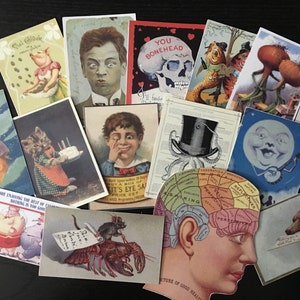 VINTAGE Bizzarro e strano, divertente, strano, macabro, inspiegabile Die Cuts Cartoncino / Carta adesiva 4 Scrapbooking BB11A
