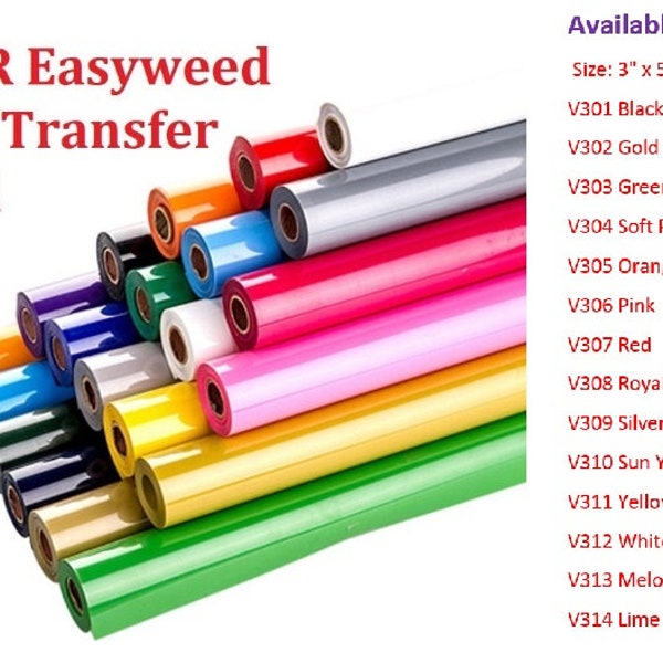 3"x5" Siser Easyweed heat transfer vinyl sheet, HTV craft vinyl, solid colors, easy weed, iron on vinyl, tshirt vinyl, Silhuette, Cricut,