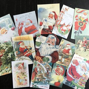 Adorável presente de Natal VINTAGE, árvores de Natal, Papai Noel, Natal, cartões de Natal cortados para fazer cartões - BB52 - Lote de 14