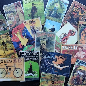 VÉLO, Cycle, Vélo, Scooter POSTER Die Cuts for Card Making, BB34 -- Lot de 18 vintage