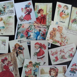 NATAL, NATAL, presente de Natal, árvores de Natal, Papai Noel SAUDAÇÃO Cortes para fazer cartões, BB37 - Lote de 17 Adoráveis Vintage