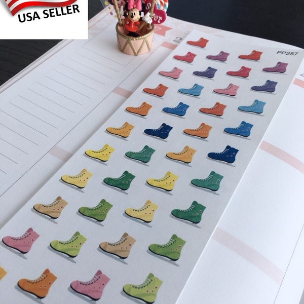 S-257 -Ice Skate Shoes,Ice-Skating,Figure Skates,Ice Hockey Skates: Life Planner Stickers|Erin Condren, Limelife,Plum Paper,Filofax Planners