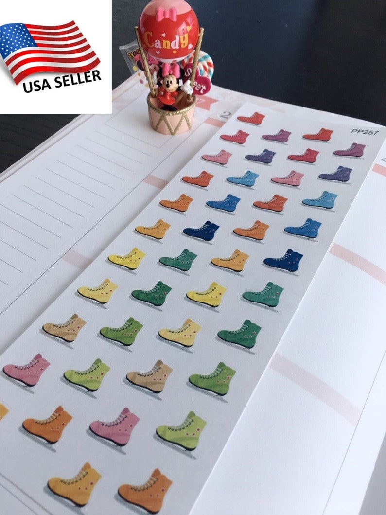 S-257 Ice Skate Shoes,Ice-Skating,Figure Skates,Ice Hockey Skates: Life Planner StickersErin Condren, Limelife,Plum Paper,Filofax Planners image 1