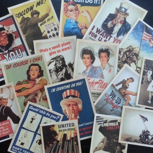 World War II Poster Die Cuts 4 Scrapbooking, BB17 -- Un lote de 16 imágenes vintage