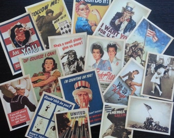 World War II Poster  Die Cuts 4 Scrapbooking, BB17 --  Lot of 16 vintage images