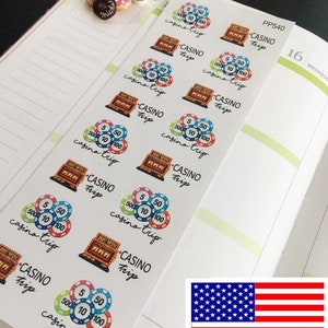 S-540 -- Casino, Casino Trip, Vacation, Holiday: Planner Stickers ||Perfect 4 Erin Condren, Limelife, Plum Paper, Filofax Planner
