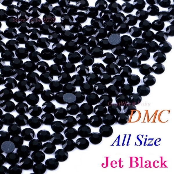 Jet Black (#102) 1440 pcs DMC Iron On Hotfix Glass Crystal Flat back Iron On SS6 -- 2mm