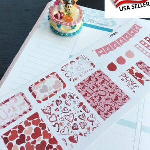S-406 -- Pink Valentine&#39;s Day Countdown, Weekend, Valentine, Countdown: Planner Stickers|| Erin Condren,Limelife,Plum Paper,Filofax Planners
