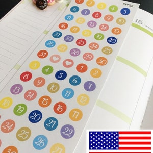 S-538--Number strip stickers, month number,  numbers, Planner Stickers || Perfect 4 Erin Condren, Limelife, Plum Paper, Filofax