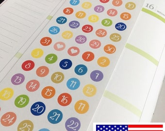 S-538--Number strip stickers, month number,  numbers, Planner Stickers || Perfect 4 Erin Condren, Limelife, Plum Paper, Filofax