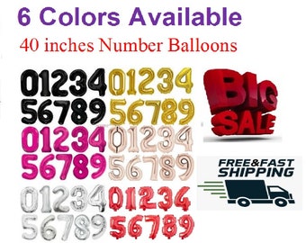 40 inch number balloons Giant number balloons for Birthday - create your number, Graduation, wedding, Baby Shower Balloons,Decorations