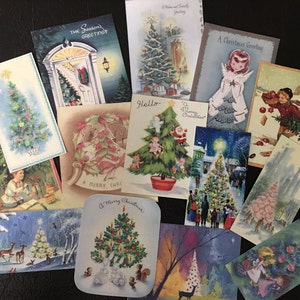 BB58 --VINTAGE X'MAS, presente de Natal, árvores de Natal, cartão de felicitações da ÁRVORE do Papai Noel cortados para fazer cartões