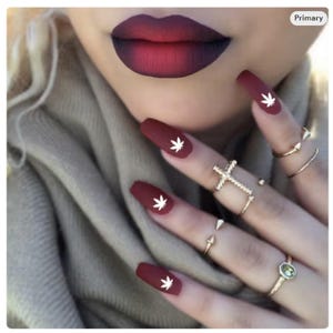 32 pcs Nail Art POT WEED LEAF 420 Marijuana Nail Vinyl Decals - Custom Color - Nail Art Decals - Pot Leaf Nail Stickers, Buy 2 get 1 Free