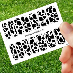 N003 - Clear Cow Print Water slide Nail Decals for Short to Long Nails Stickers decal for Nail Wraps Art DIY decorations